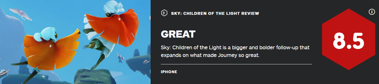 大胆的开拓之作 陈星汉《Sky光遇》获IGN8.5分高评