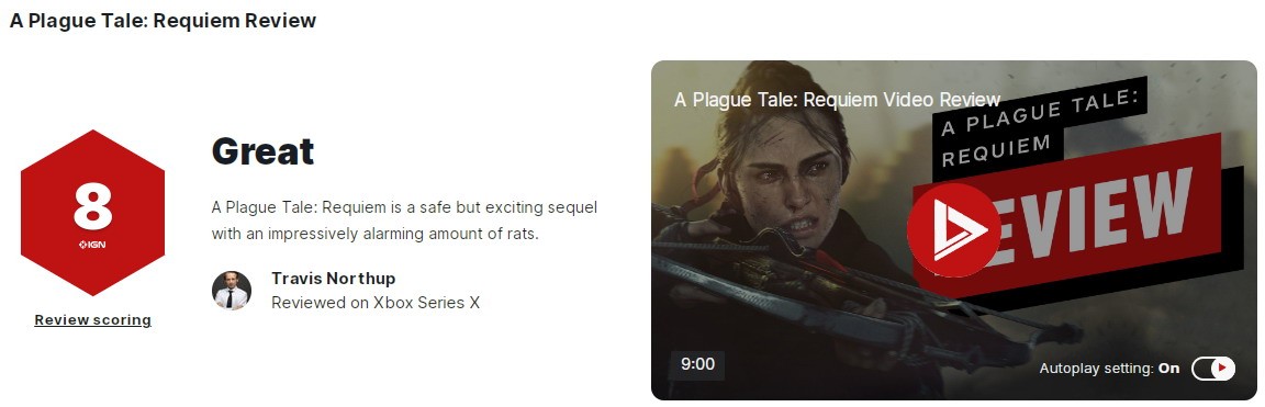 《瘟疫传说：安魂曲》IGN评8分：让人兴奋 老鼠多